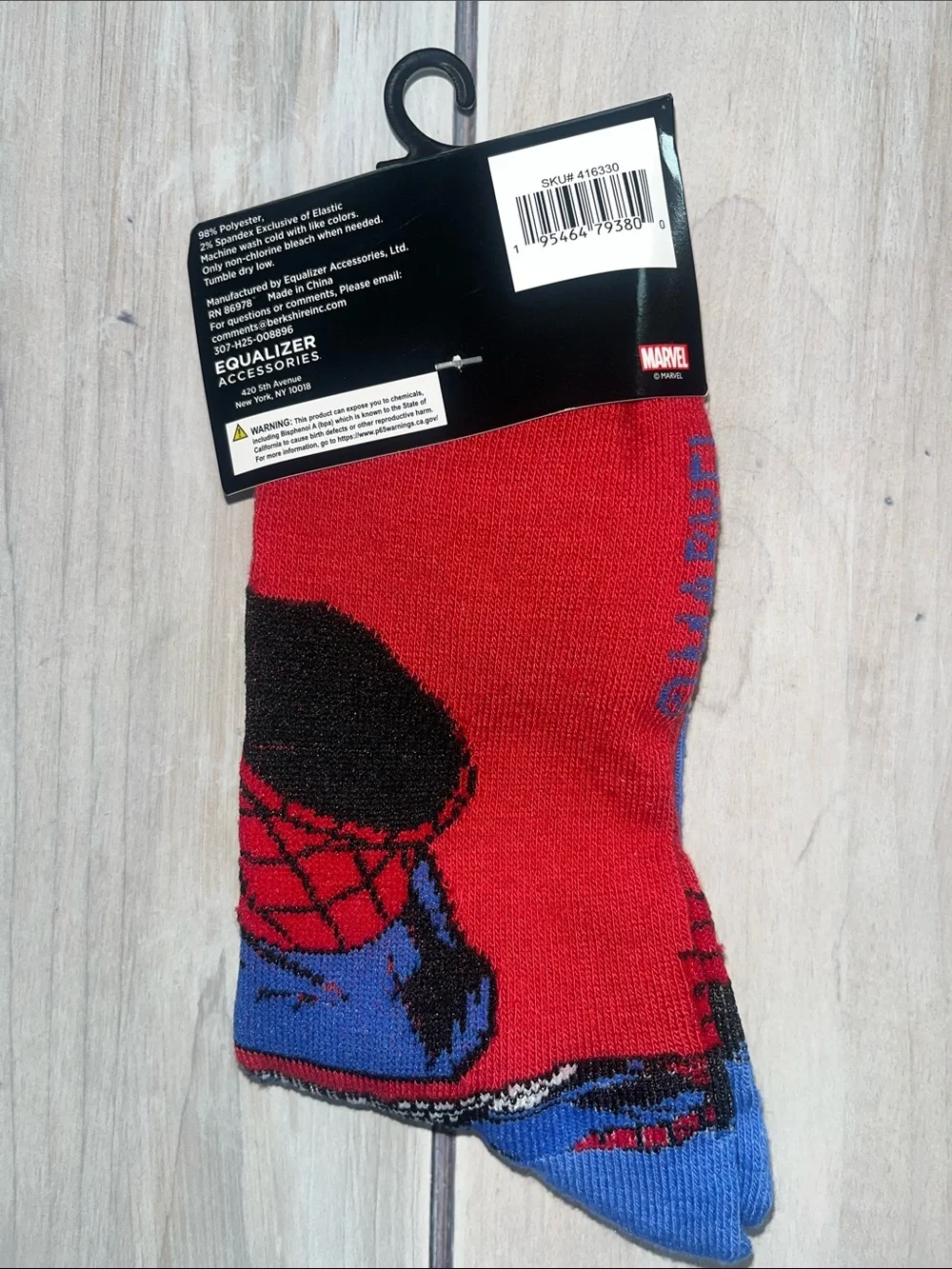 Marvel Men's Crew Socks - Blue Spider-Man & Black/White Logo Pair